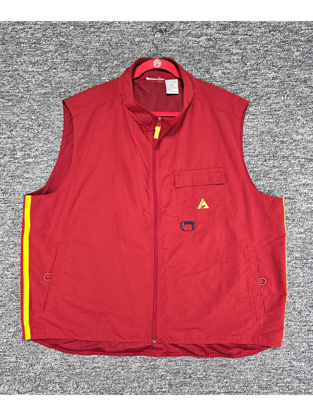 Men's First Down Red Full Zip Vest Stand-Up Collar Regular Fit Size XL Solid